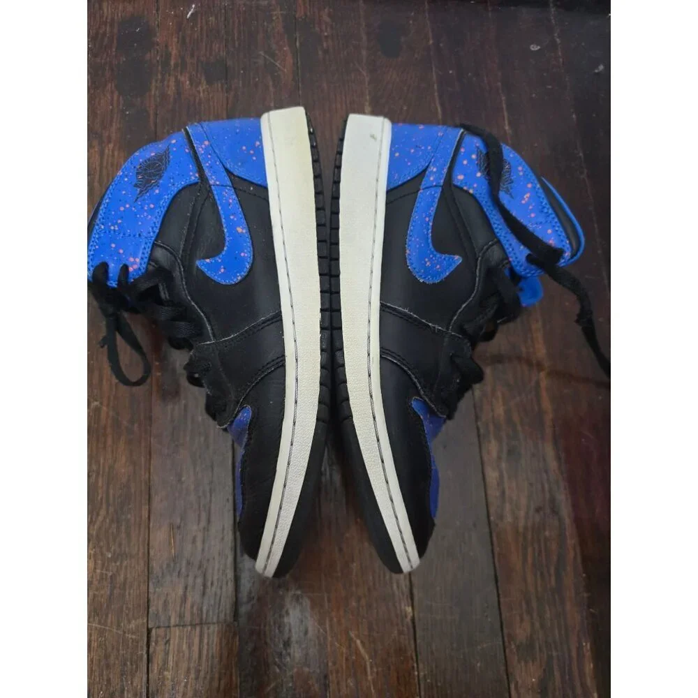 Nike Air Jordan Mid Royal Paint Splatter Sneakers 6Y
